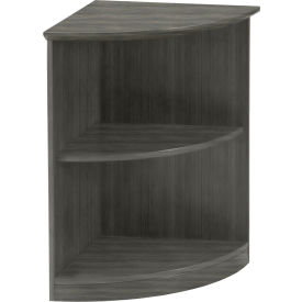 Medina Quarter-Round Corner 2 Shelf Bookcase Gray Steel