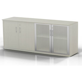 Medina Low Wall Cabinet with Wood/Glass Door Textured Sea Salt