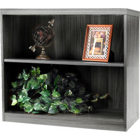 Aberdeen 2 Shelf Bookcase with 1 Fixed Shelf Gray Steel