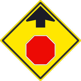 Traffic Sign, Stop Ahead With Arrow (Graphic), 24" x 24", Yellow