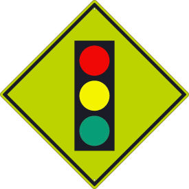 Traffic Sign, Intersection Traffic Light (Graphic), 30" X 30", Yellow