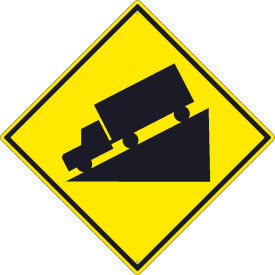Traffic Sign, Steep Decline Sign, 30" X 30", Yellow