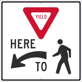 Traffic Sign, (Yield) Here (Arrow) To (Pedestrian), 24" x 24", White