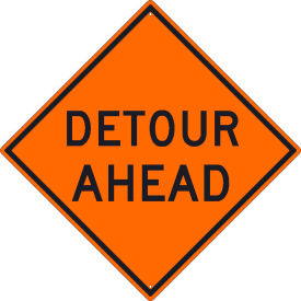 Traffic Sign, Detour Ahead Sign, 30" X 30", Orange