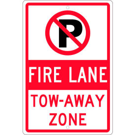 Traffic Sign, No Parking Fire Lane Tow-Away Zone, 18" X 12", White
