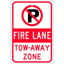 Traffic Sign, No Parking Fire Lane Tow-Away Zone, 18" X 12", White