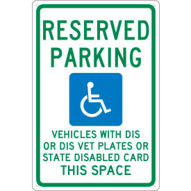 Traffic Sign, Reserved Parking Wisconsin, 18" X 12", White