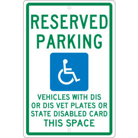 Traffic Sign, Reserved Parking Wisconsin, 18" X 12", White