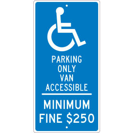 Traffic Sign, Reserved Van Parking California, 24" X 12", Blue