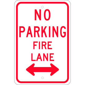 Traffic Sign, No Parking Fire Lane Double Arrow, 18" X 12", White