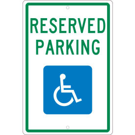 Traffic Sign, Reserved Handicapped Parking, 18" X 12", White