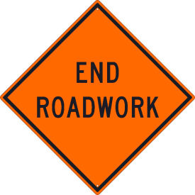 Traffic Sign, End Roadwork Sign, 30" X 30", Orange