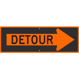 Traffic Sign, Detour Inside Arrow Right Sign, 12" X 36", Orange