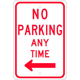 Traffic Sign, No Parking Any Time With Double Arrow, 18" X 12", White