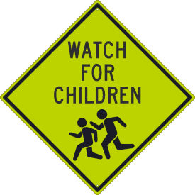 Traffic Sign, Watch For Children (Graphic) Sign, 30" X 30", Yellow