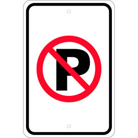 Traffic Sign, No Parking Graphic Symbol, 18" X 12", White