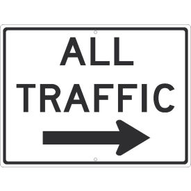 Traffic Sign, All Traffic With Arrow Sign, 24" x 18", White