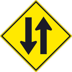 TM238K Traffic Sign, Two Way Traffic Arrow Graphic Sign, 30" X 30", Yellow