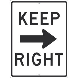 Traffic Sign, Keep Right Arrow (Graphic), 24" x 18", White