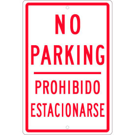 Traffic Sign, No Parking Bi-Lingual, 18" X 12", White