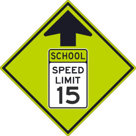 Traffic Sign, School Speed Limit 15 Sign, 30" X 30", Yellow