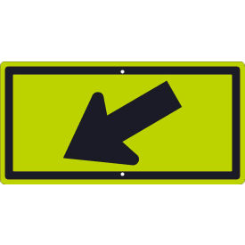 Traffic Sign, Diagonal Arrow Down (Graphic), 12" X 24", Yellow