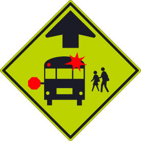 Traffic Sign, School Bus Stop Ahead Sign, 30" X 30", Yellow