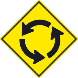 Traffic Sign, Roundabout Graphic Sign, 30" X 30", Yellow