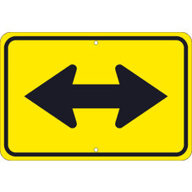 Traffic Sign, Large Arrow Two Directions Sign, 12" X 18", Yellow
