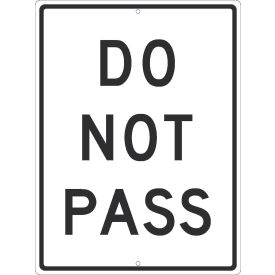 Traffic Sign, Do Not Pass, 24" x 18", White
