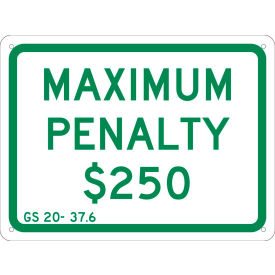 Traffic Sign, Maximum Penalty $250, 9" X 12", White