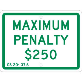 Traffic Sign, Maximum Penalty $250, 9" X 12", White