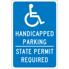 Traffic Sign, Handicapped Parking Permit Required, 18" X 12", Blue