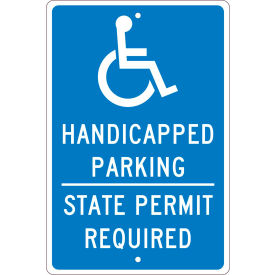 Traffic Sign, Handicapped Parking Permit Required, 18" X 12", Blue