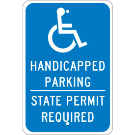 Traffic Sign, Handicapped Parking Permit Required, 18" X 12", Blue