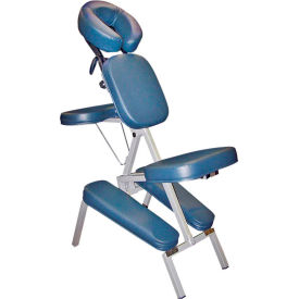Portable Massage Chair, Blue Vinyl Upholstery, 500 lb. Capacity