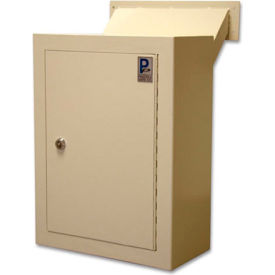 Wall Drop Box with Adjustable Chute & Keyed Lock 12" x 6" x 16" Beige