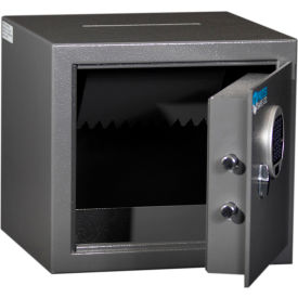 Burglary Safe with Drop Slot & Electronic Lock 14-1/8 x 12-3/4 x 13 Gray