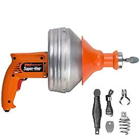 Super-Vee Drain Cleaning Machine with 25' x 1/4" & 25' x 3/8" Cables & Cutter Set