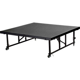 Transfix 4'L x 4'W Portable Stage with Adjustable 16-24"H & Gray Carpet