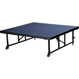 Transfix 4'L x 4'W Portable Stage with Adjustable 16-24"H & Blue Carpet