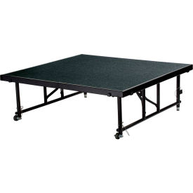 Transfix 4'L x 4'W Portable Stage with Adjustable Height & Black Carpet