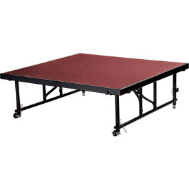 Transfix 4'L x 4'W Portable Stage with Adjustable Height and Red Carpet