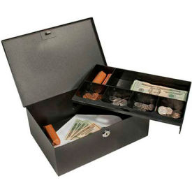 Cash Box With Tray With Keyed Lock 11-1/2" x 7-3/4" x 4-3/8" Dark Gray