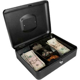 Cash Box With Keyed Lock 12" x 9-7/16" x 3-9/16" Black