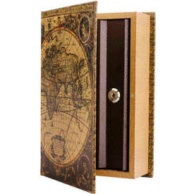 Antique Map Diversion Book Lock Box With Keyed Lock 10-3/4" x 7" x 2-3/4"