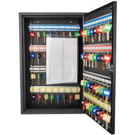 Key Safe With Keyed Lock - 64 Key Capacity - 12" x 3-1/4" x 18" - Black