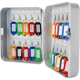 Key Lock Box With Keyed Lock - 20 Key Capacity, 6-1/4" x 3" x 8", Gray