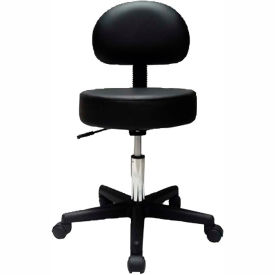 Pneumatic Mobile Stool with Back, Adjustable Height, Black
