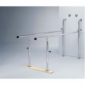 Reduced Wall Mounted Wood Base Folding Parallel Bars, Height Adjustable, 7' L